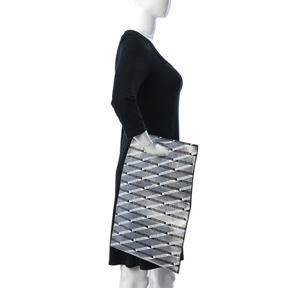 Balenciaga Metallic Calfskin Losange Monogram Plastic Bag Shopper S Silver Black White 3 of 9