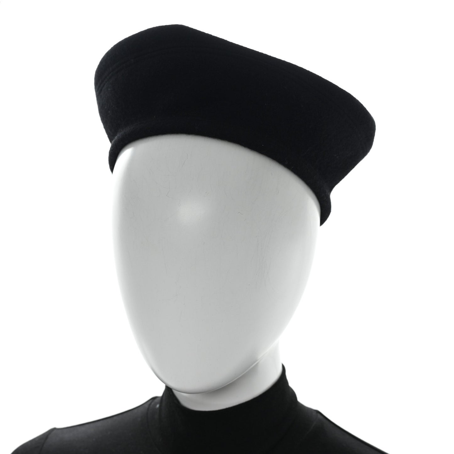 Wool Cashmere Saint Honore Drap Beret 56 Black