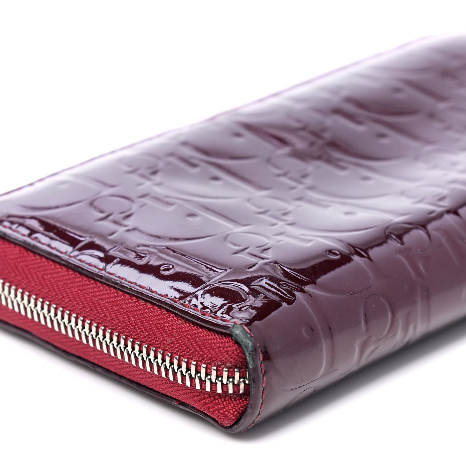 Christian Dior Patent Ultimate Voyageur Zip Around Wallet Red 5 of 6