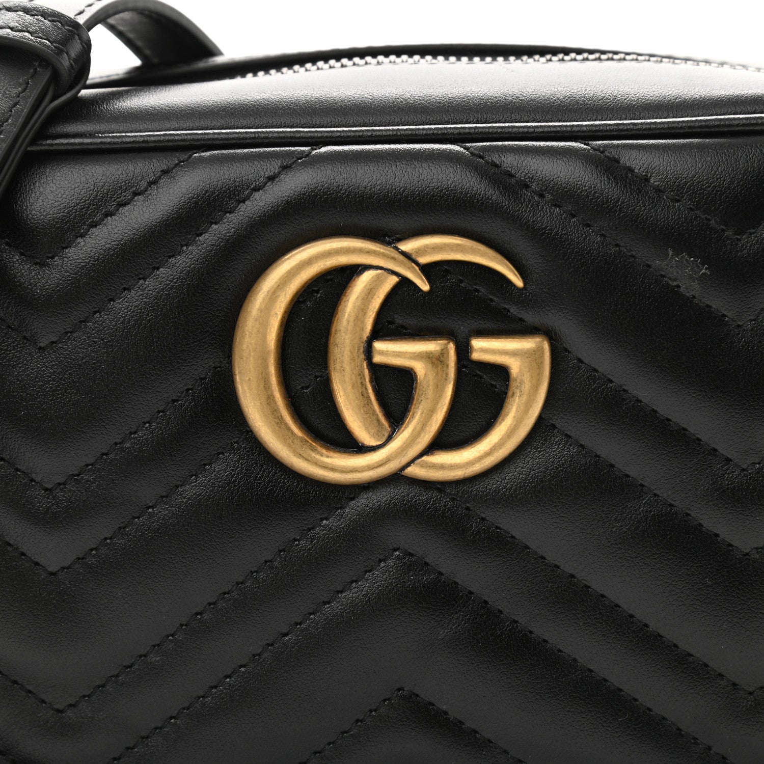 Gucci Calfskin Matelasse Small GG Marmont Chain Shoulder Bag Black 8 of 10