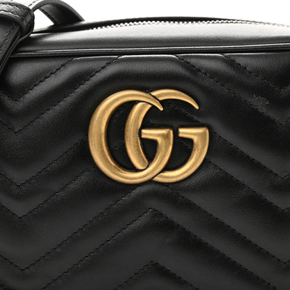 Gucci Calfskin Matelasse Small GG Marmont Chain Shoulder Bag Black 8 of 10