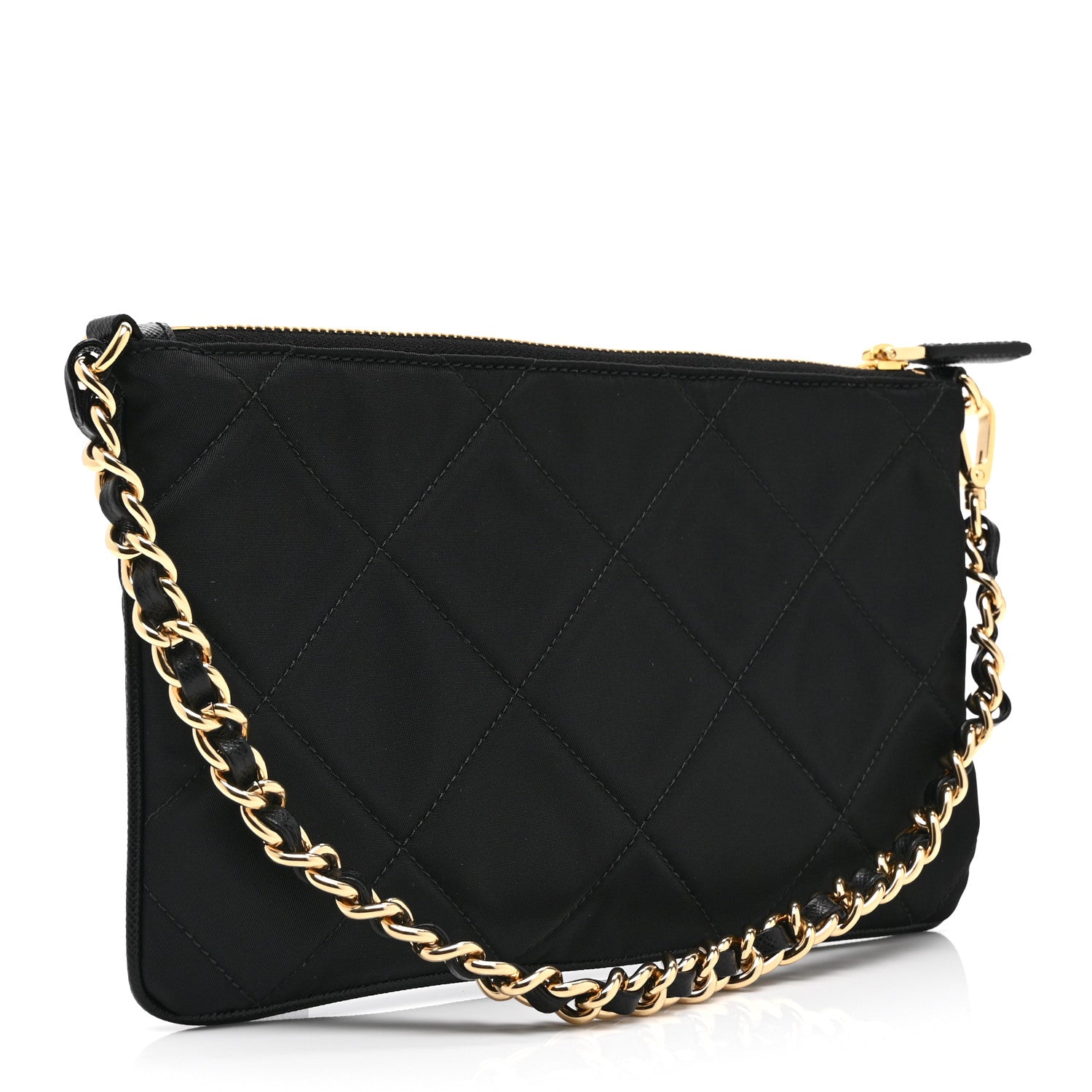 Prada Re-Nylon Tessuto Impuntu Quilted Re-Edition 1995 Chaine Pouch Black 4 of 19