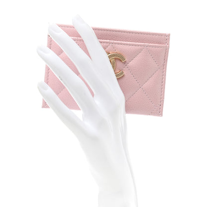Chanel Caviar Quilted Studded CC Card Holder Light Pink 2 of 9