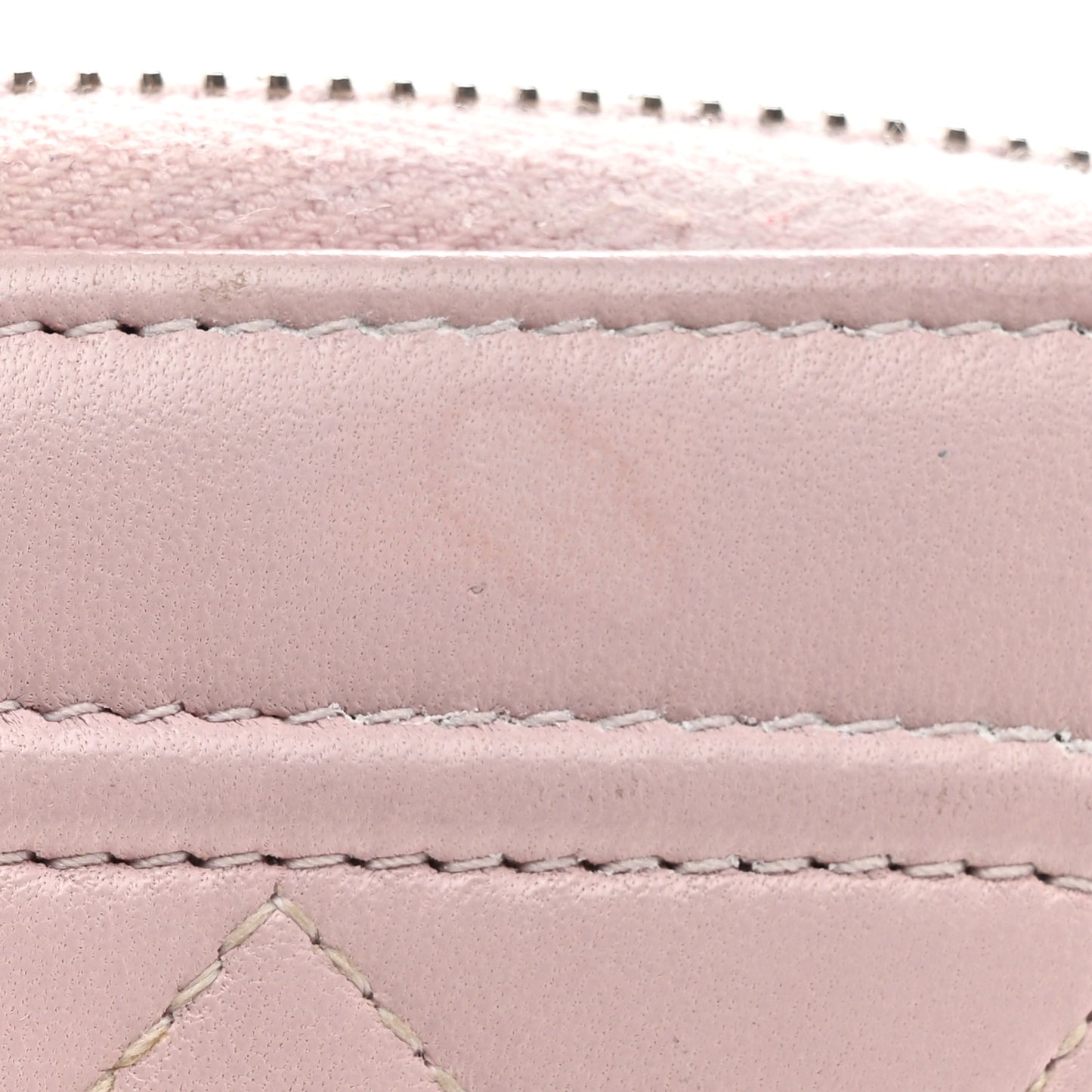Lambskin Quilted Twist Lock CC Zip Around Wallet Pink