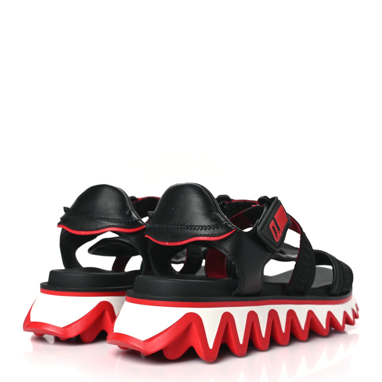 Christian Louboutin Calfskin Raffia Nylon Mens Summer Loubishark Sandals 43 White Multicolor 4 of 7