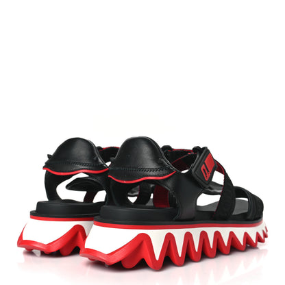 Christian Louboutin Calfskin Raffia Nylon Mens Summer Loubishark Sandals 43 White Multicolor 4 of 7