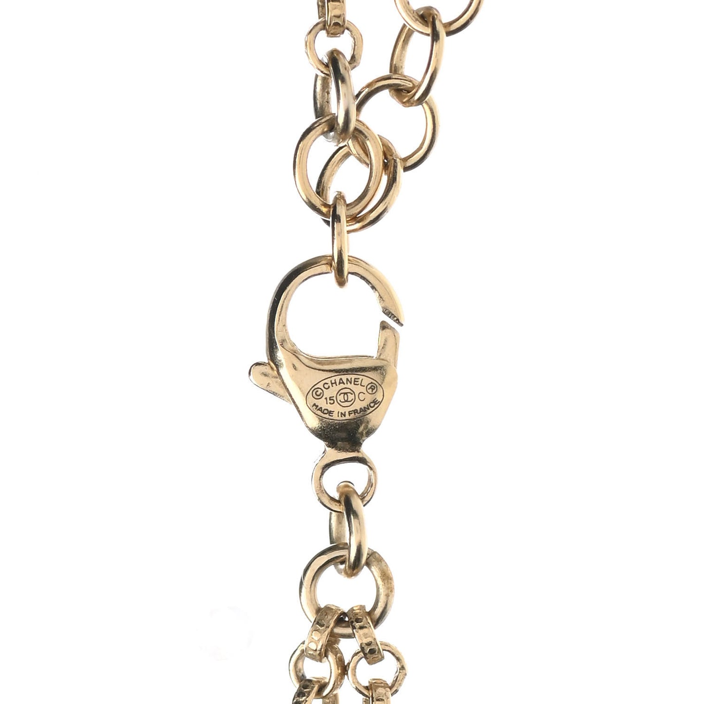Pearl Baguette Crystal CC Moon Long Necklace Silver