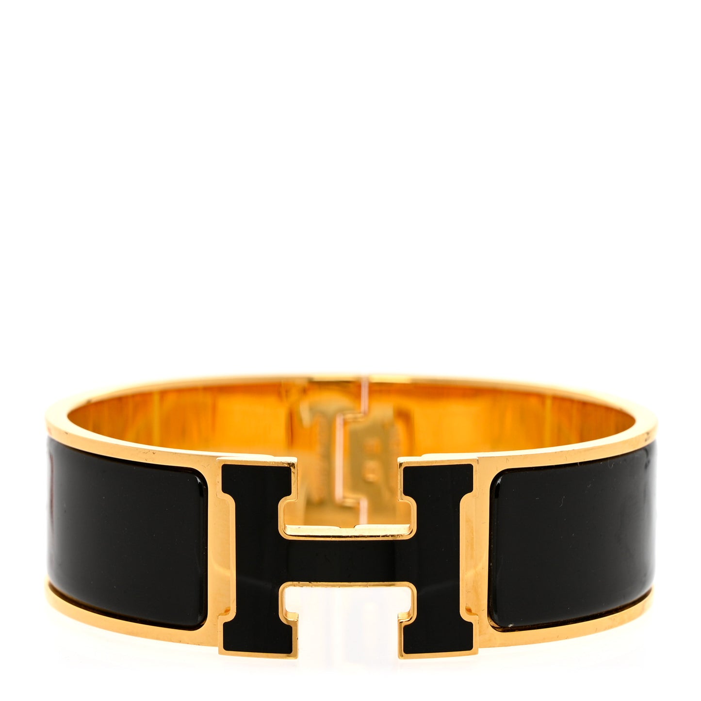 Enamel Wide Clic Clac H Bracelet GM Black