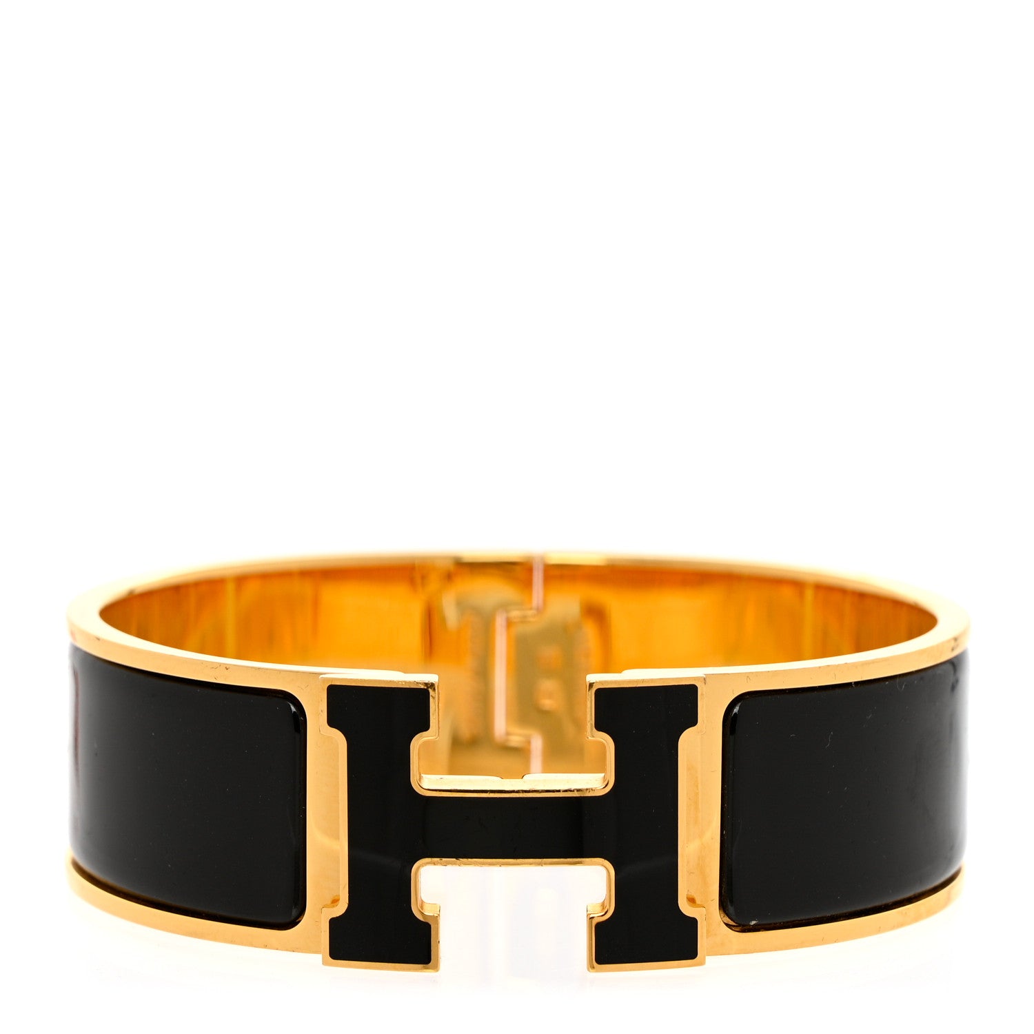 Hermes Enamel Wide Clic Clac H Bracelet GM Black 1 of 5