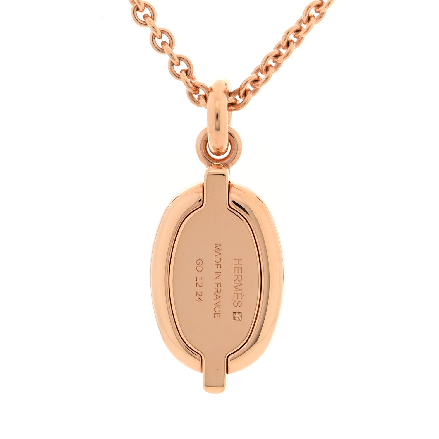 Hermes Metal Enamel Mini Maillon Pendant Necklace Rose Beaute 4 of 6
