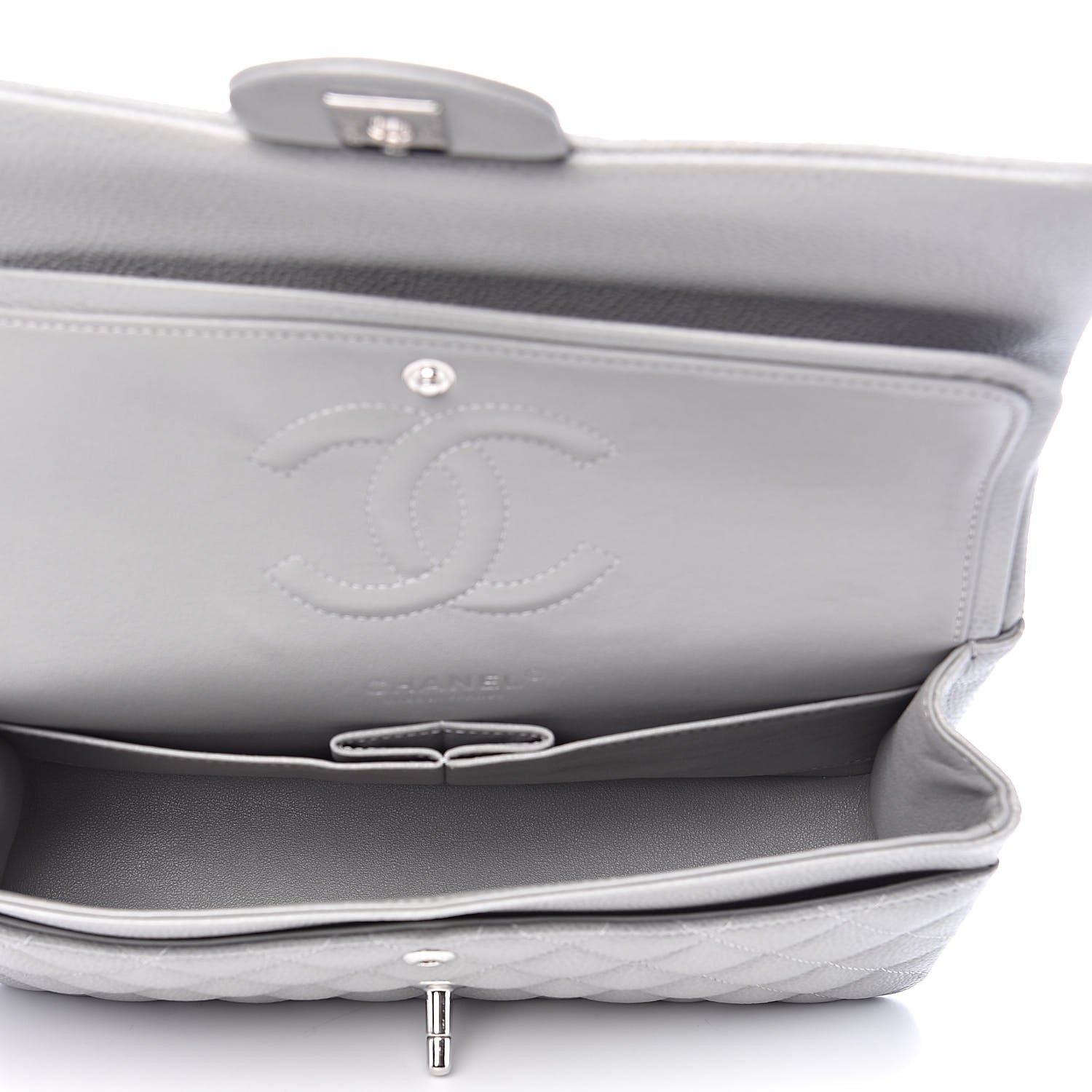 Chanel Caviar Quilted Medium Double Flap Grey 5 of 12