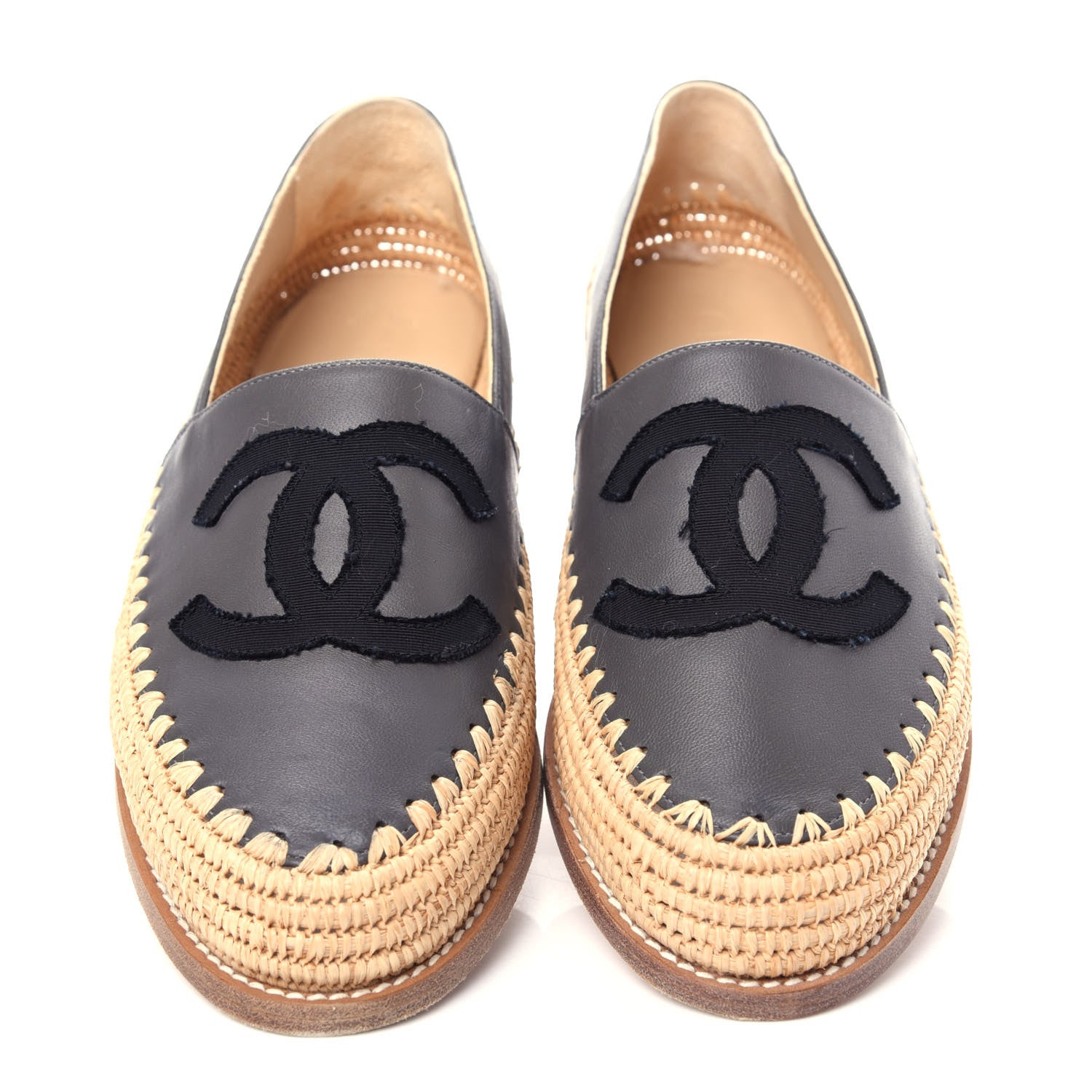 Chanel Lambskin Grosgrain CC Espadrilles 39 Grey Black 5 of 11