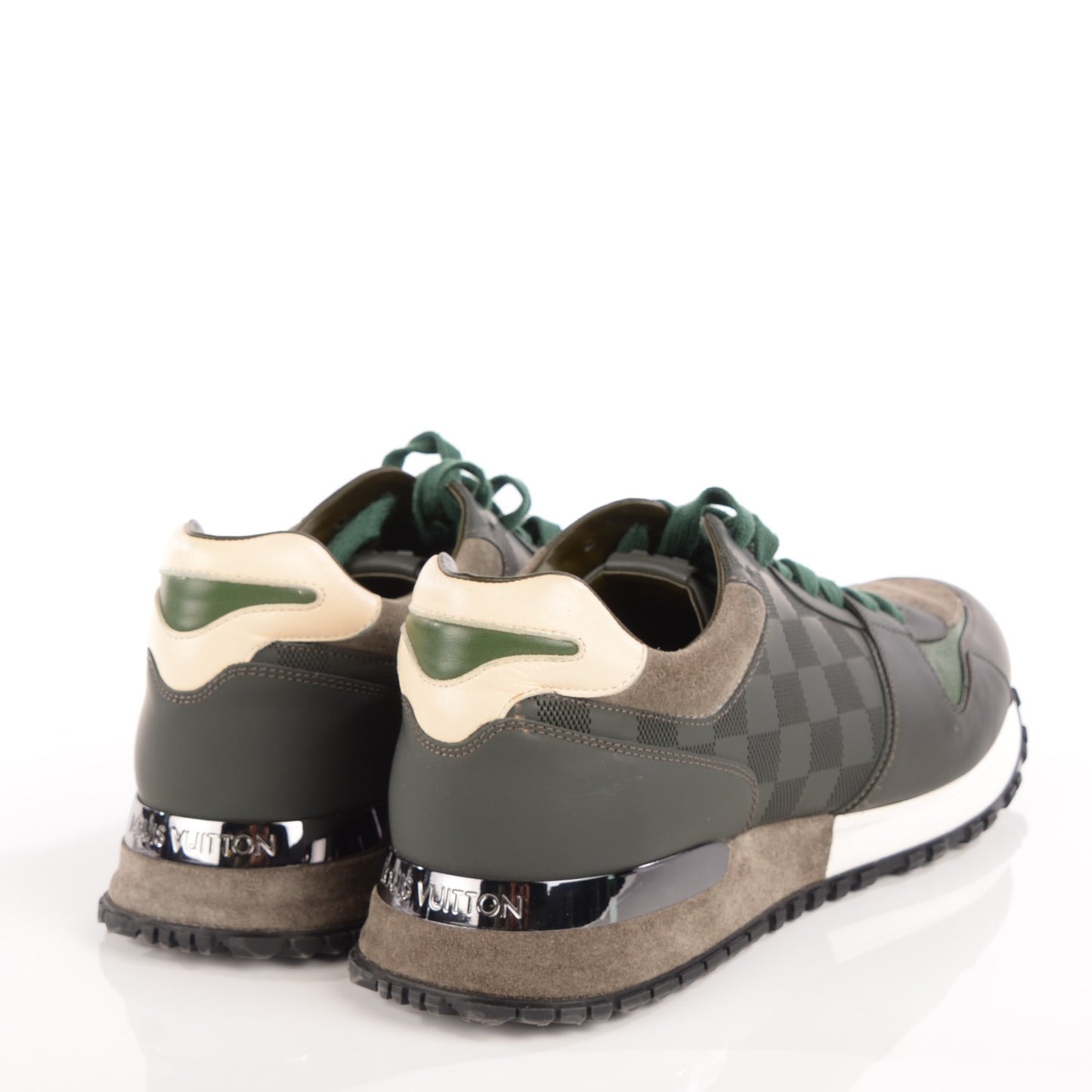Suede Damier Run Away Sneakers 38.5 Vert