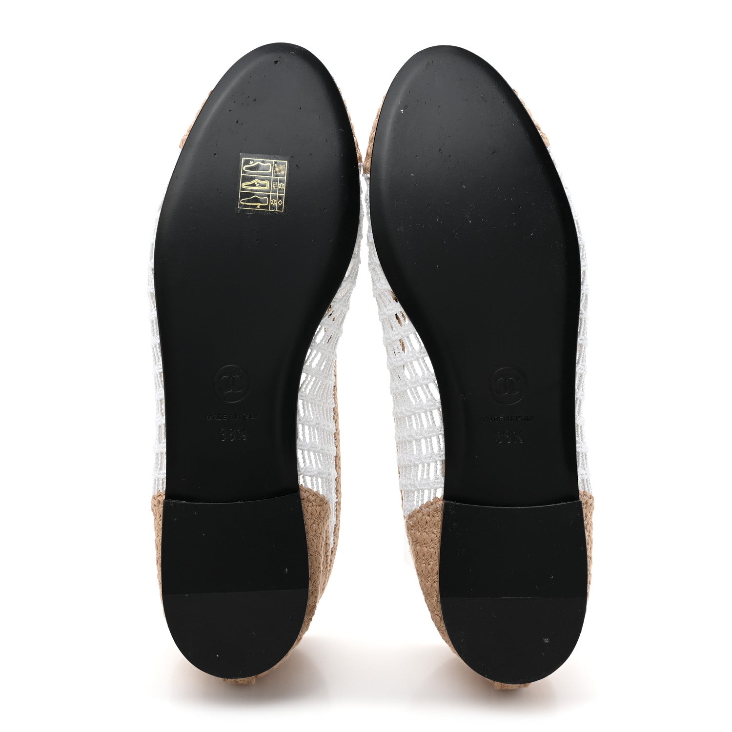 Chanel Raffia CC Cap Toe Ballerina Flats 38.5 White Beige 6 of 9