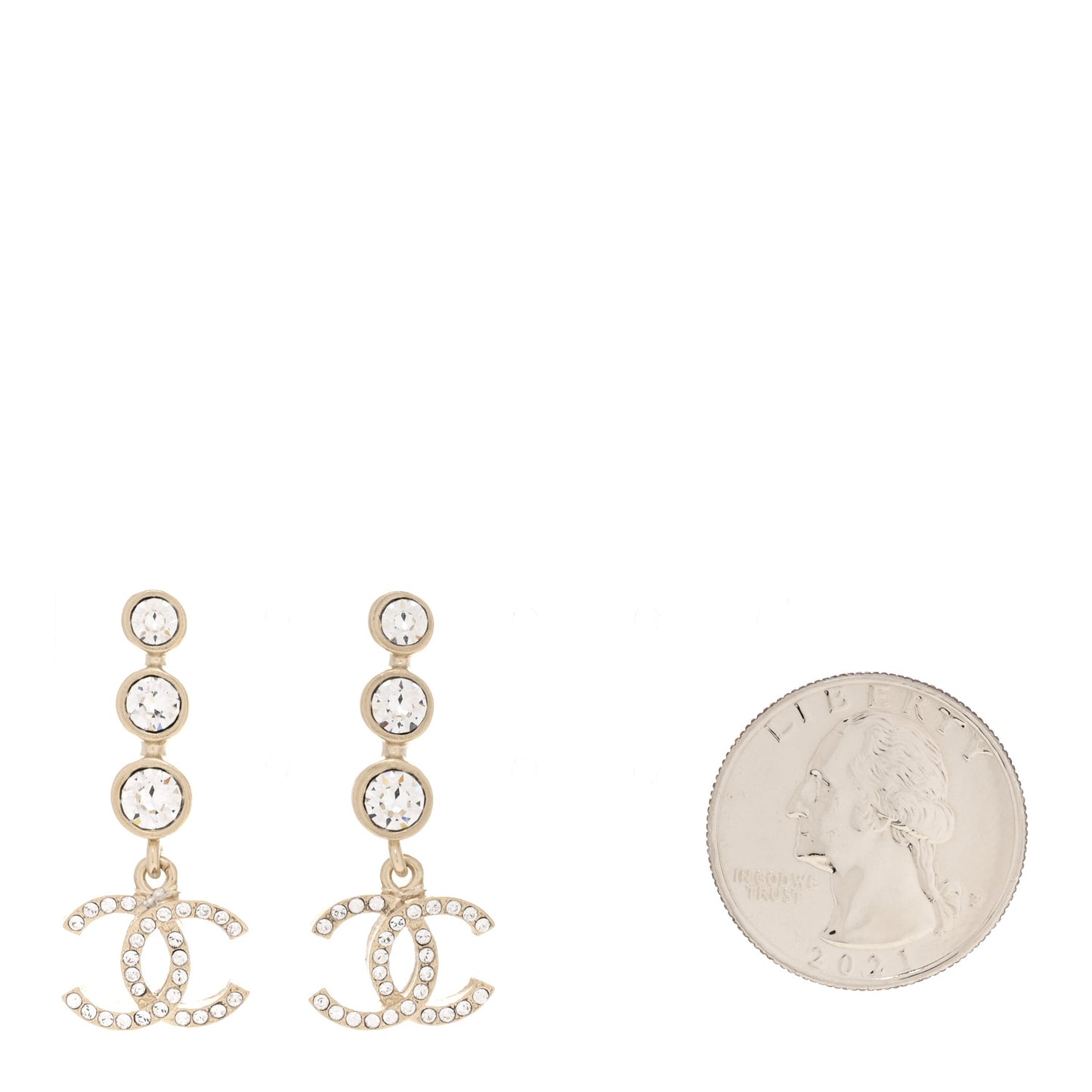 Crystal CC Drop Earrings Gold