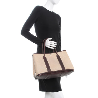 Hermes Buffle Gala Toile Garden Party 36 MM Tote Bag Marron Fonce 2 of 17