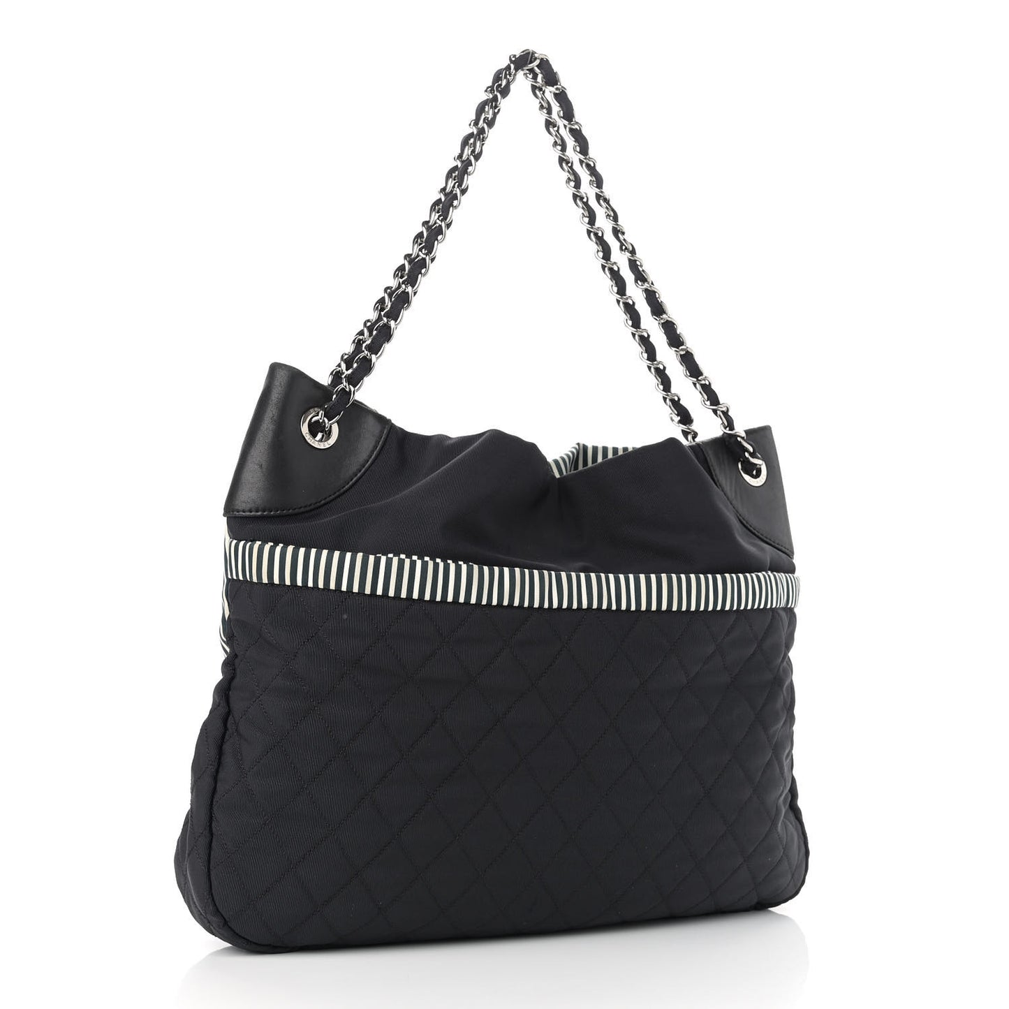 Striped Canvas Logo Tote Black