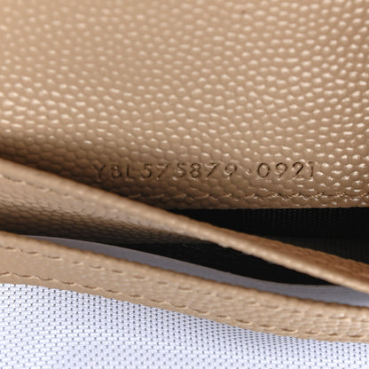 Saint Laurent Grain De Poudre Matelasse Chevron Monogram Zipped Card Case Nude Powder 7 of 8