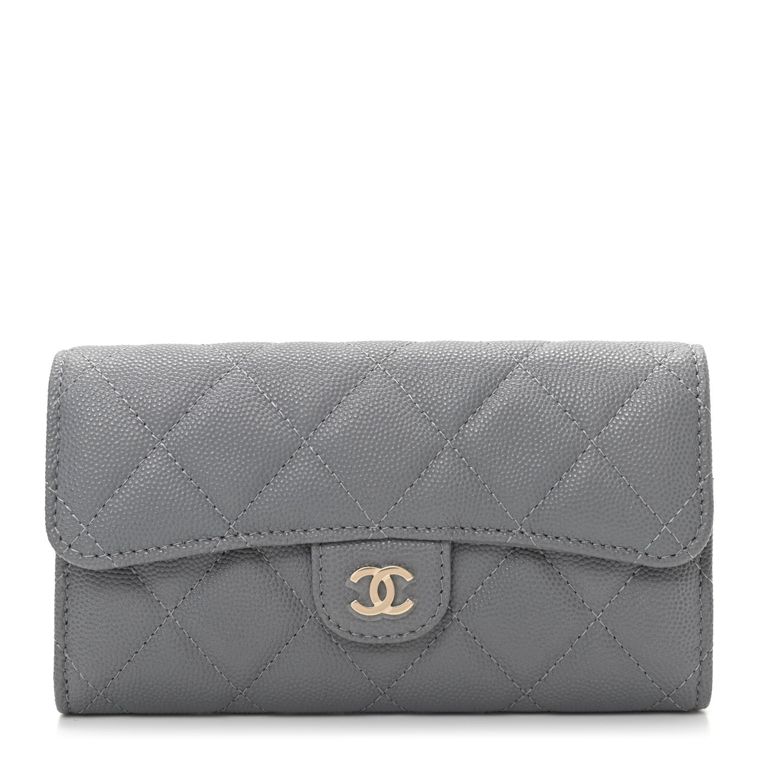 Chanel Caviar Quilted Medium Flap Wallet Grey 1 of 8