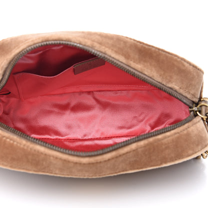 Gucci Velvet Matelasse Small GG Marmont Chain Shoulder Bag Taupe 5 of 10