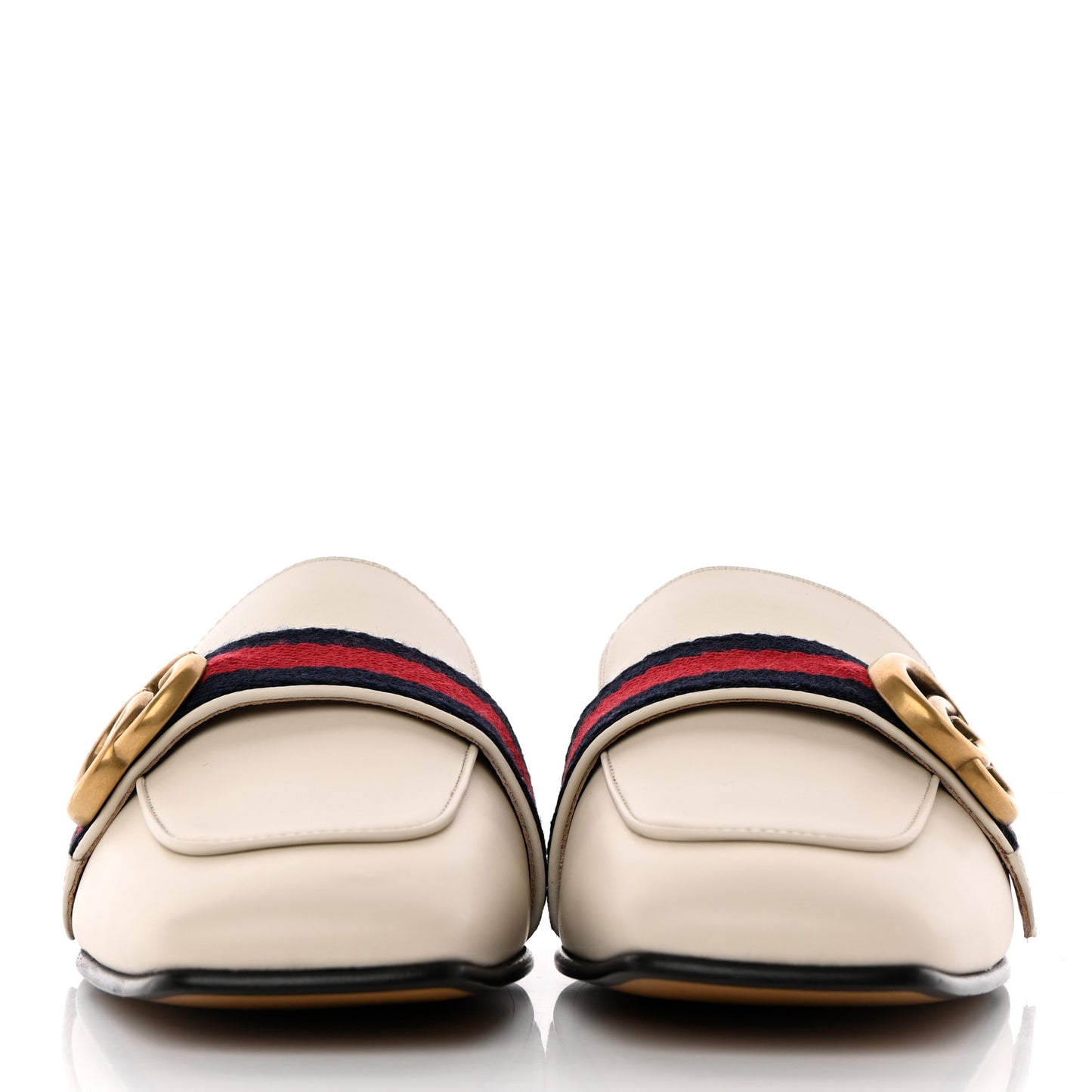 Calfskin Web Womens Peyton GG Slippers 36.5 Mystic White