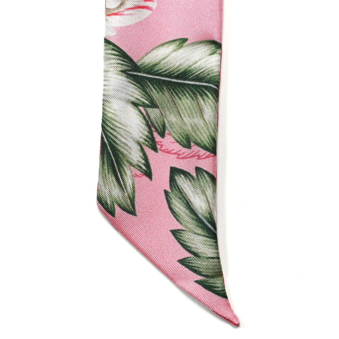 Silk Hawaiian Print Neck Bow Scarf Pink Green Red