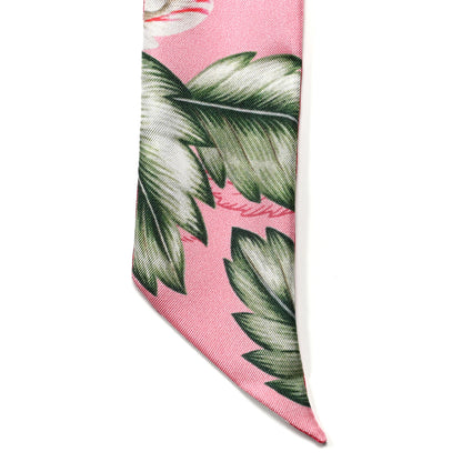Gucci Silk Hawaiian Print Neck Bow Scarf Pink Green Red 2 of 3