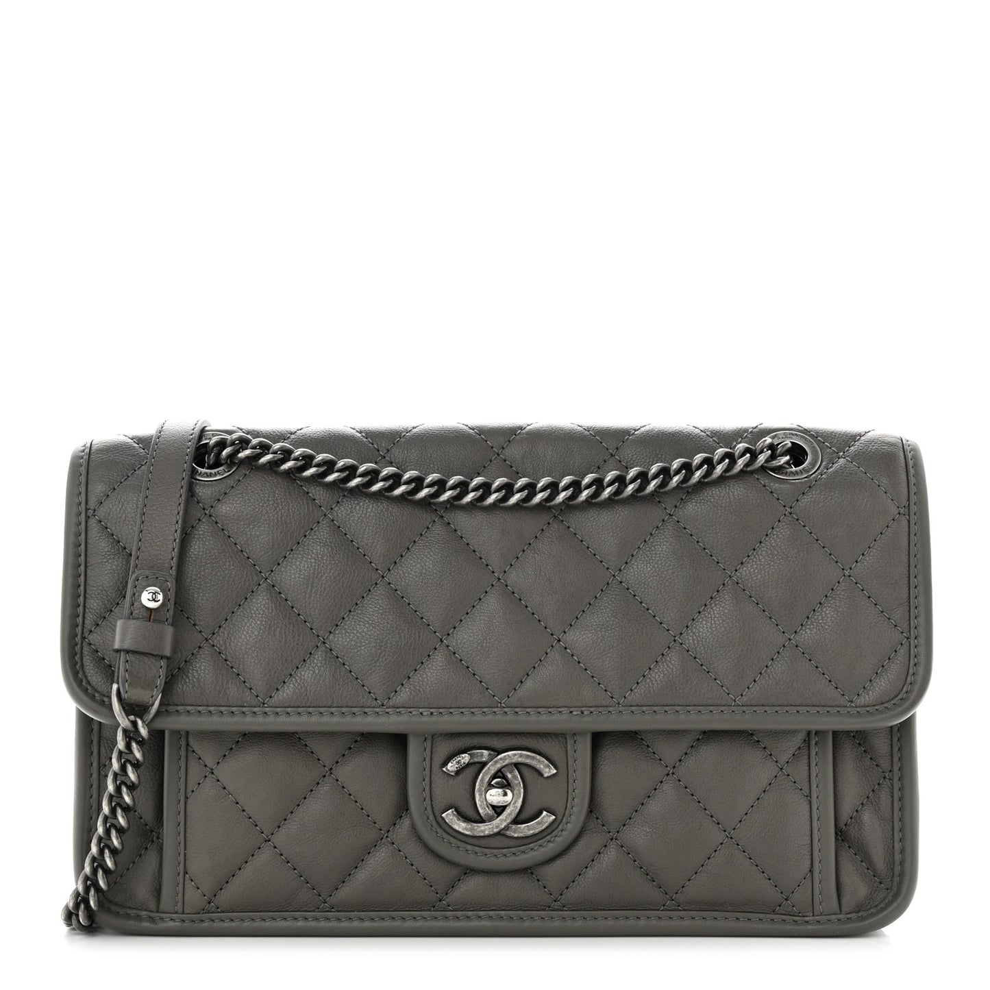 Caviar Quilted Medium French Riviera Flap Grey