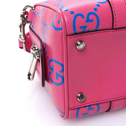 Gucci Calfskin GG Tennis Bi-Color Embossed Mini Duffle Bag Modern Fucsia Modern Blue 9 of 10
