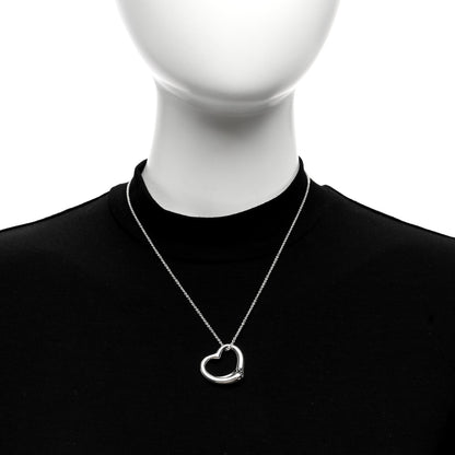 Tiffany Sterling Silver 27mm Elsa Peretti Open Heart Pendant Necklace 2 of 5