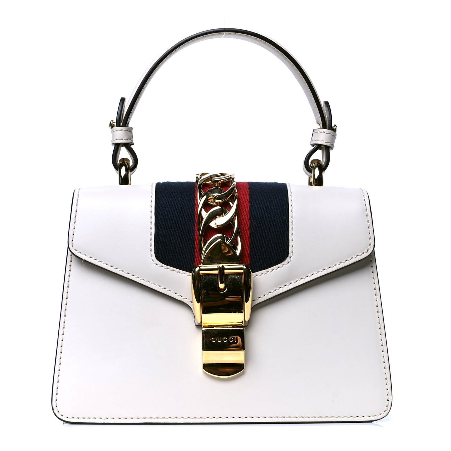 Calfskin Mini Sylvie Top Handle Bag White