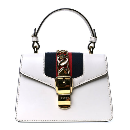 Gucci Calfskin Mini Sylvie Top Handle Bag White 1 of 11