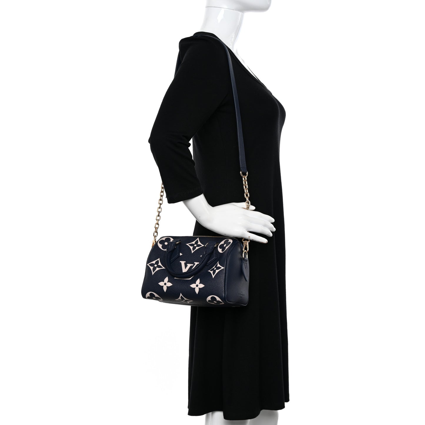 Empreinte Monogram Giant Speedy Bandouliere 20 Navy Creme