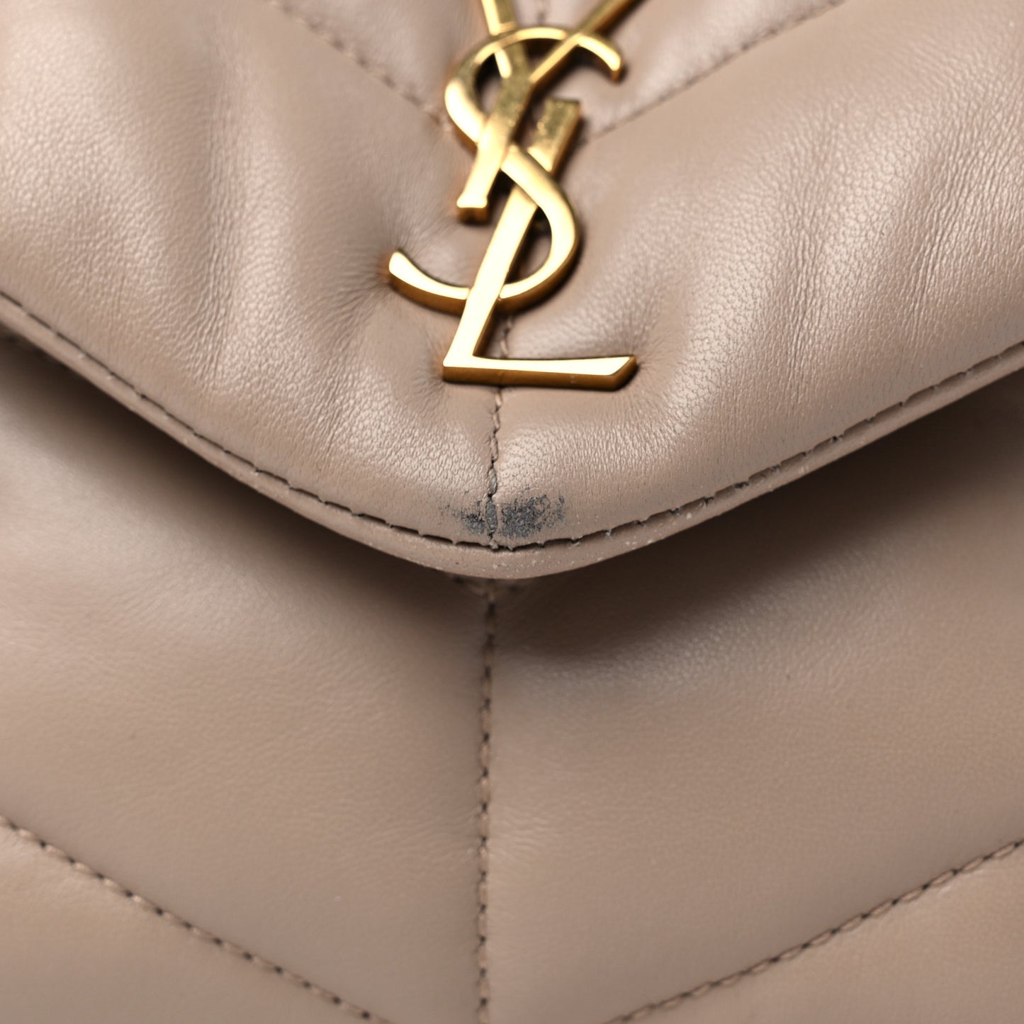 Lambskin Quilted Toy Loulou Puffer Monogram Chain Satchel Dark Beige