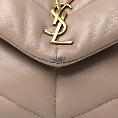 Saint Laurent Lambskin Quilted Toy Loulou Puffer Monogram Chain Satchel Dark Beige 10 of 10