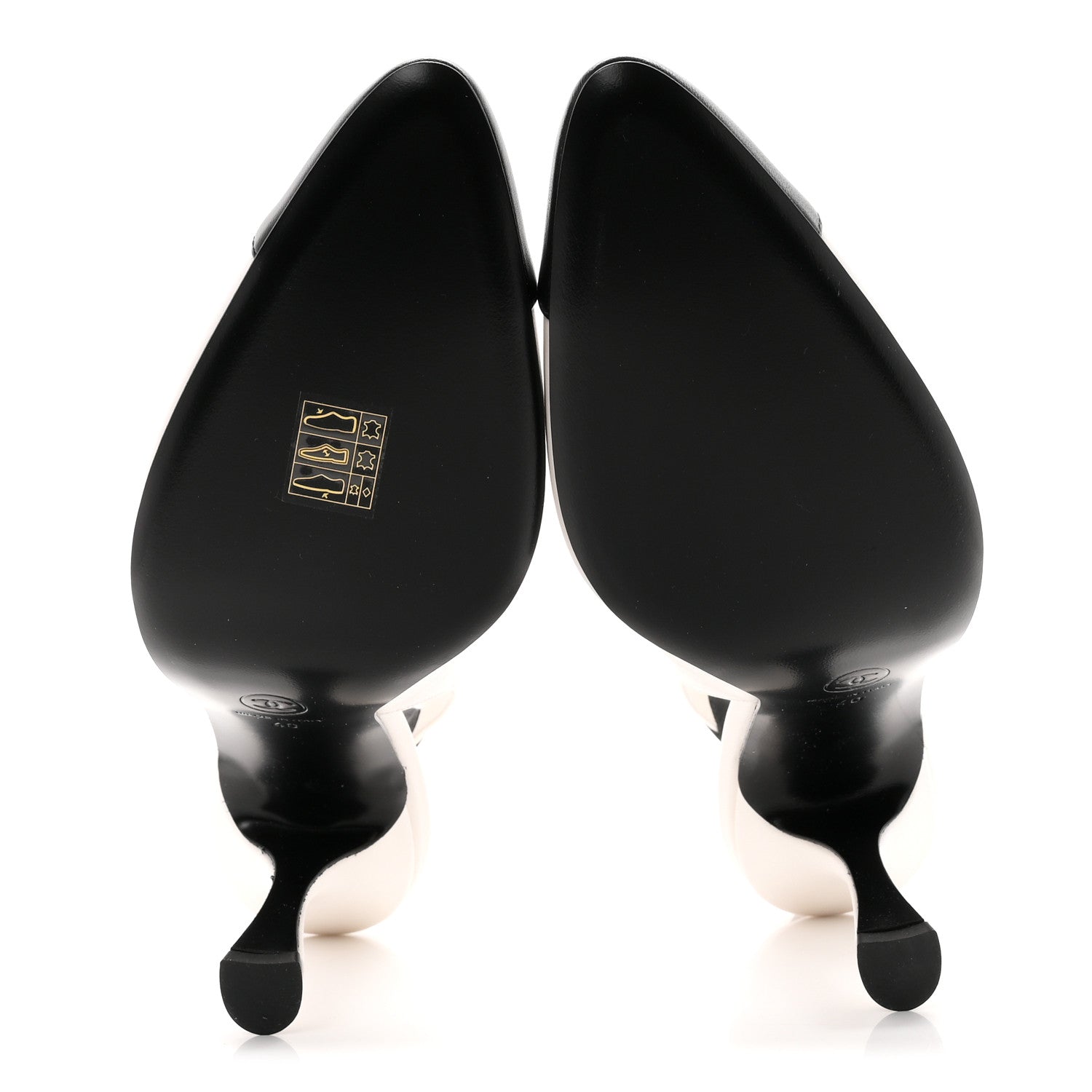 Chanel Lambskin Slingback Pumps 40 White Black 6 of 9