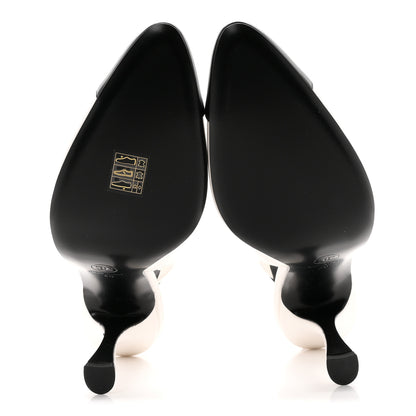 Chanel Lambskin Slingback Pumps 40 White Black 6 of 9