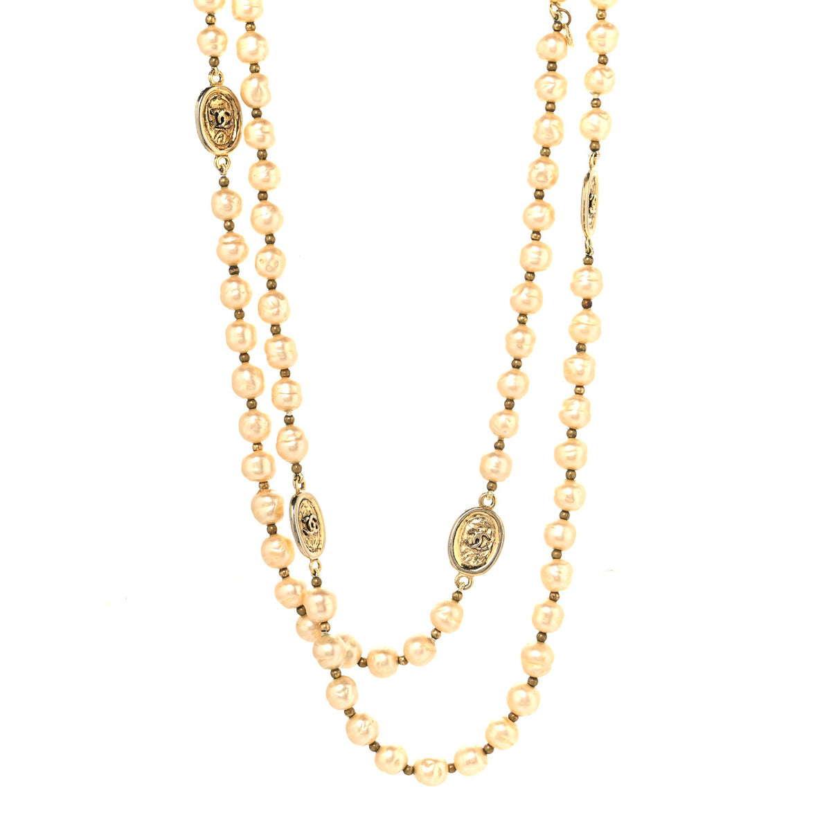 Chanel Pearl CC Long Necklace Gold 1 of 5