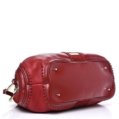 Burberry Grainy Calfskin Suede Prorsum Tassel Satchel Red 3 of 14