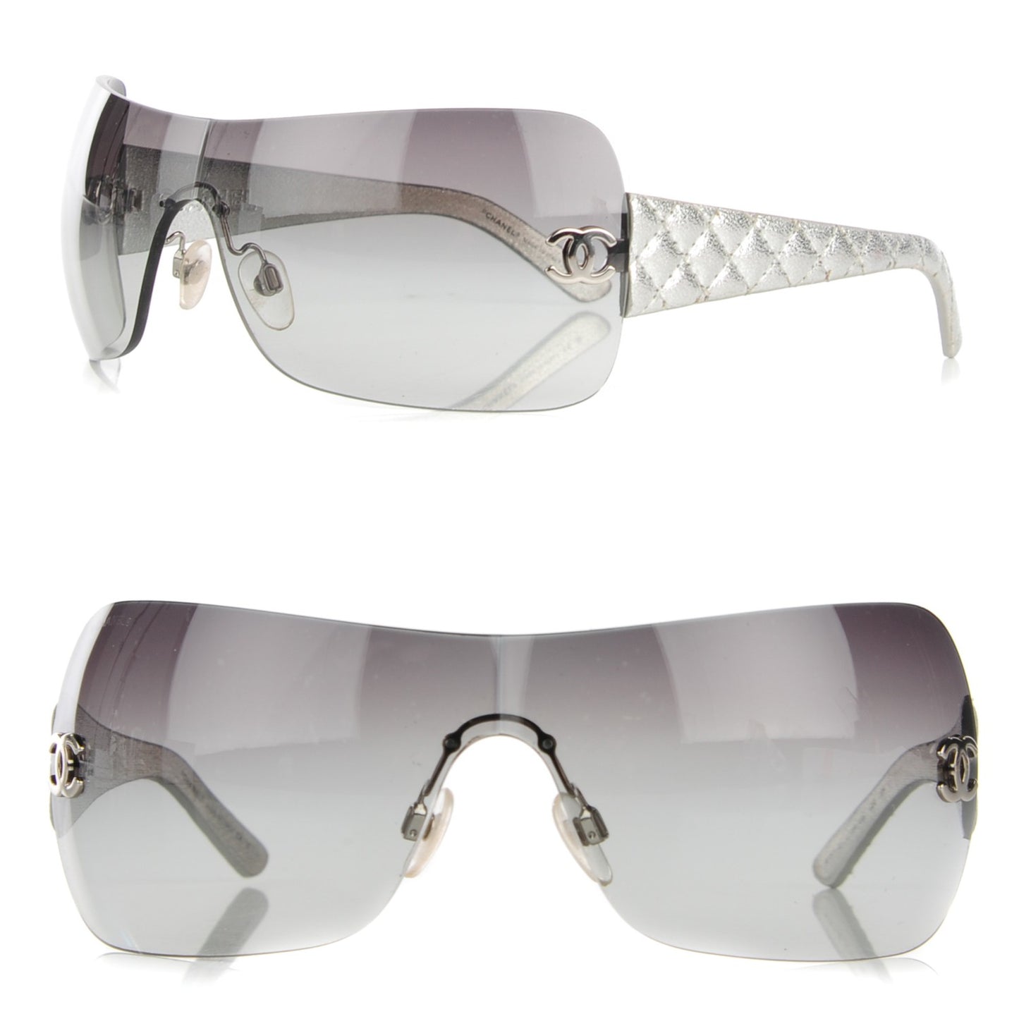 Metallic Quilted CC Sunglasses 4157-Q Silver