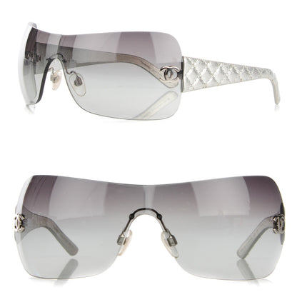 Chanel Metallic Quilted CC Sunglasses 4157-Q Silver 1 of 7