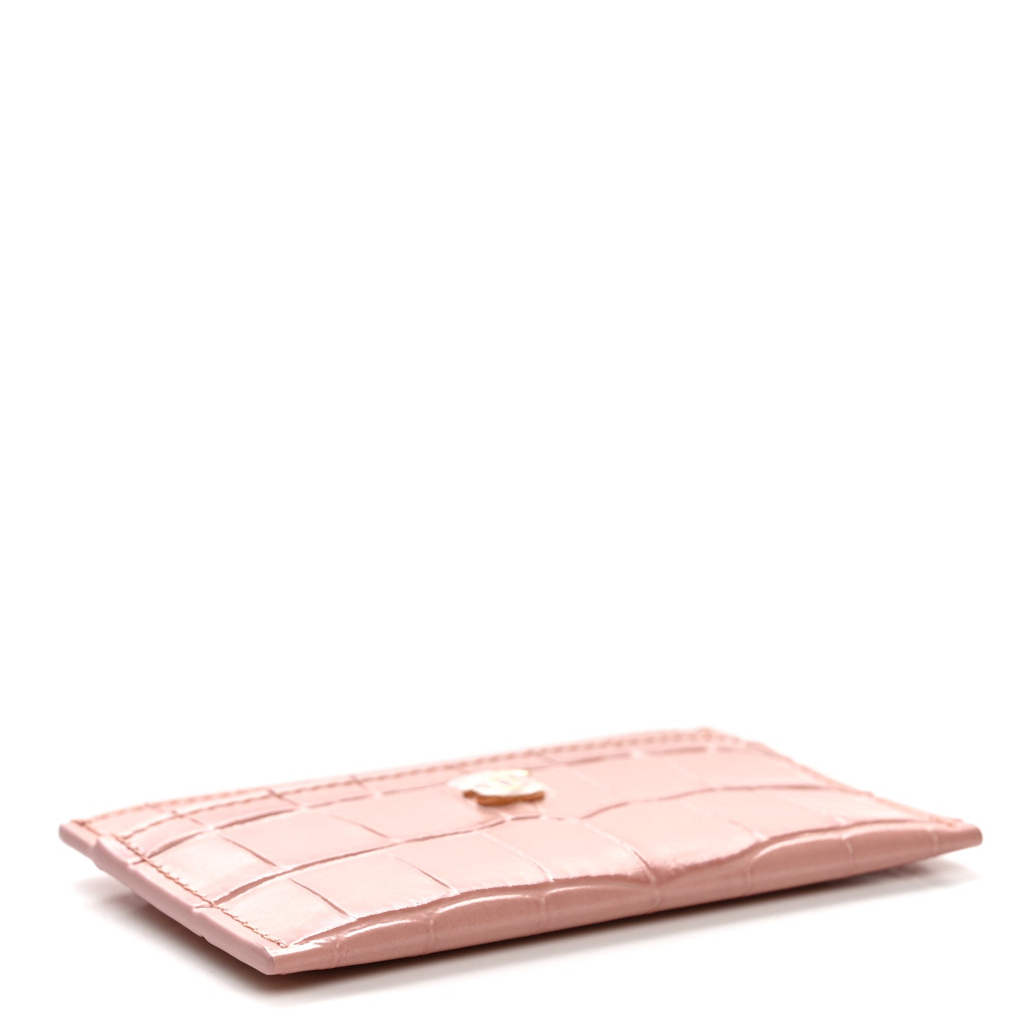 Chanel Calfskin Crocodile Embossed Crococo Card Holder Light Pink 4 of 8