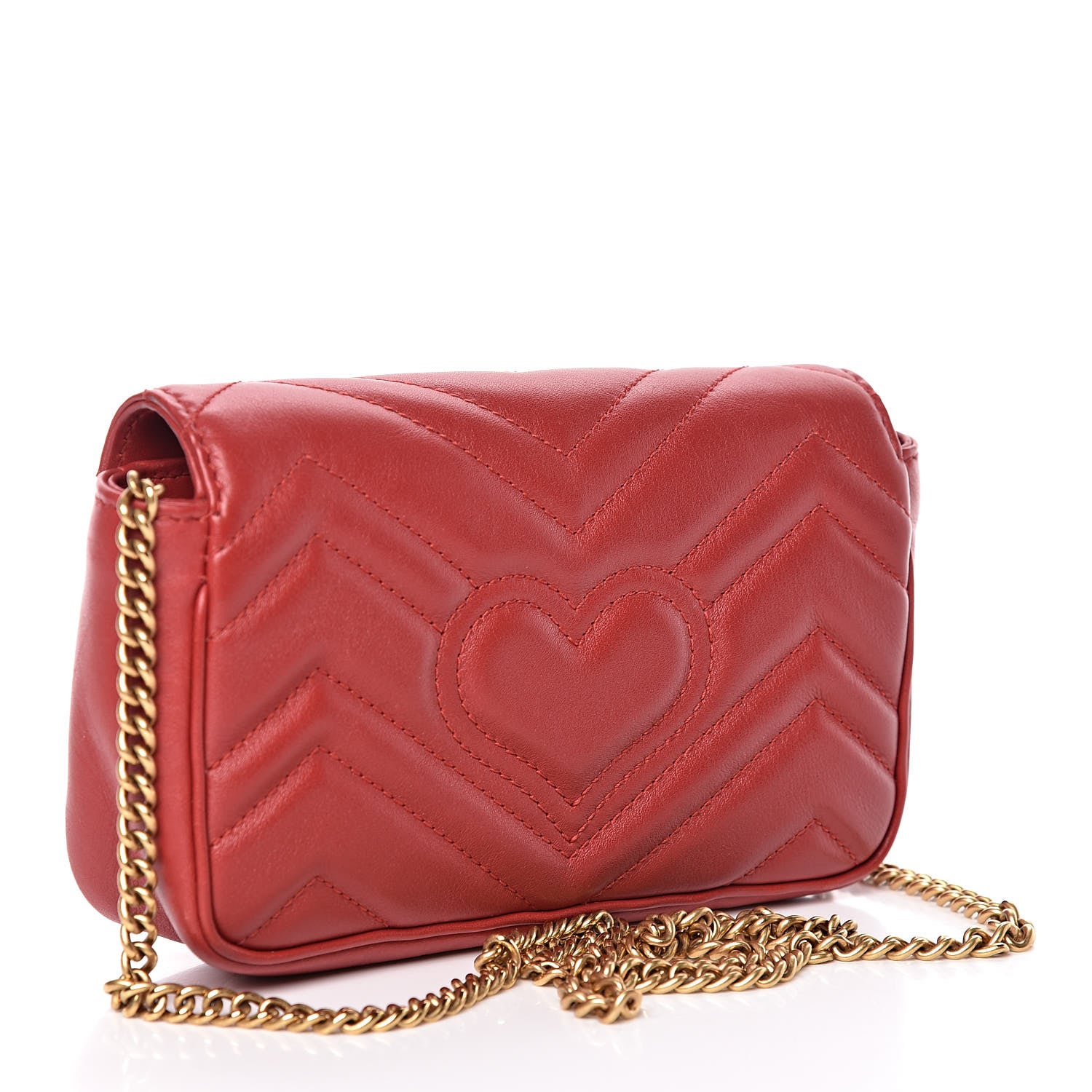 Gucci Calfskin Matelasse Super Mini GG Marmont Shoulder Bag Hibiscus Red 3 of 10