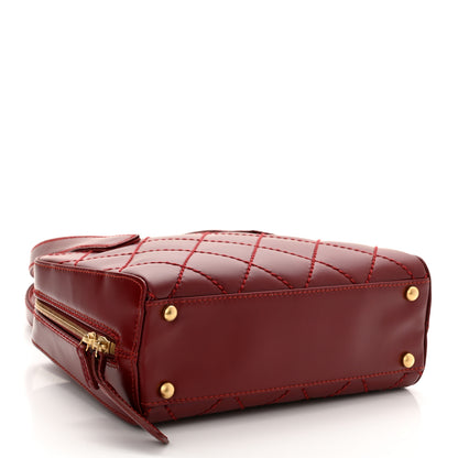 Chanel Calfskin Contrast Stitch Small Surpique Bowler Red 3 of 8