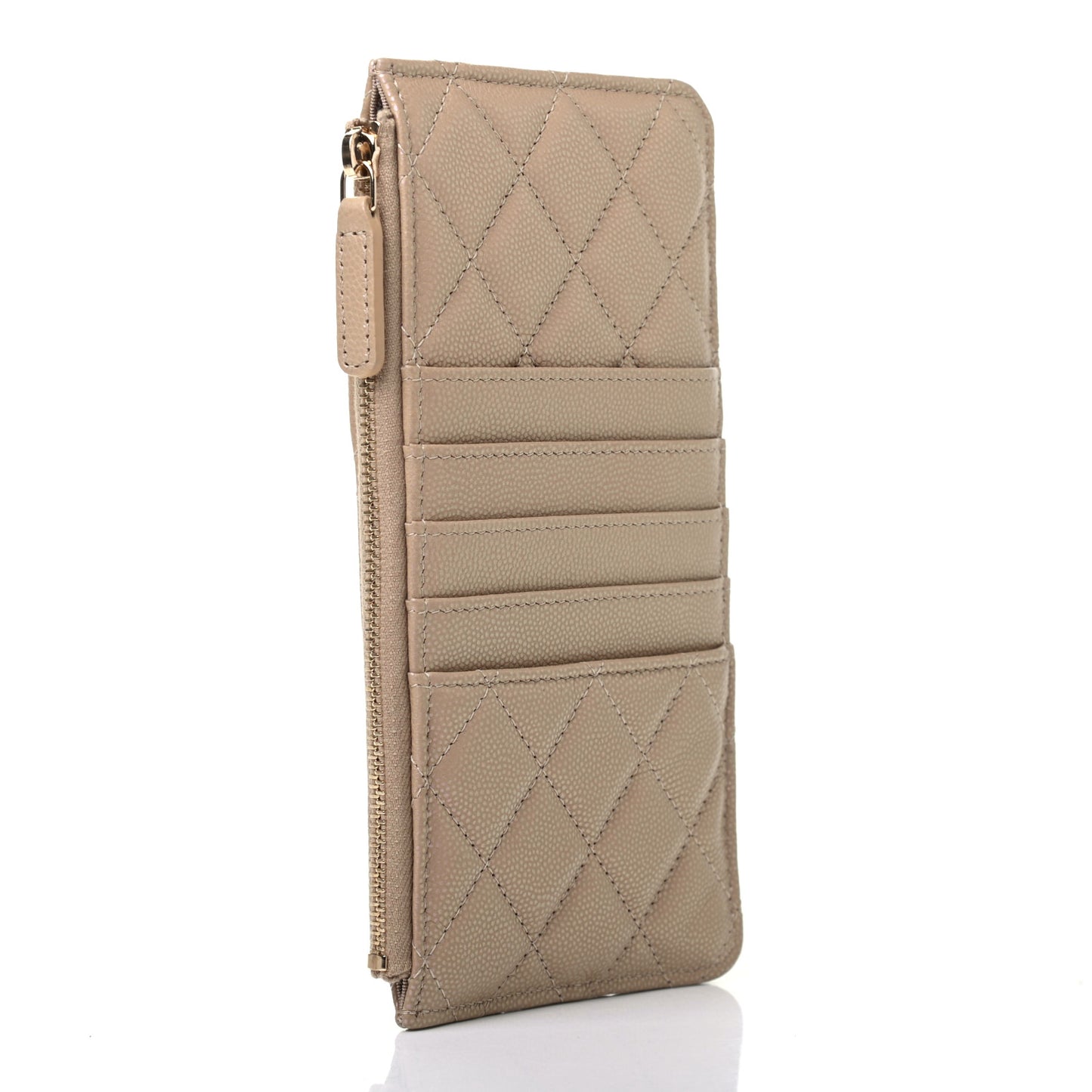 Iridescent Caviar Quilted Classic iPhone Pouch Dark Beige