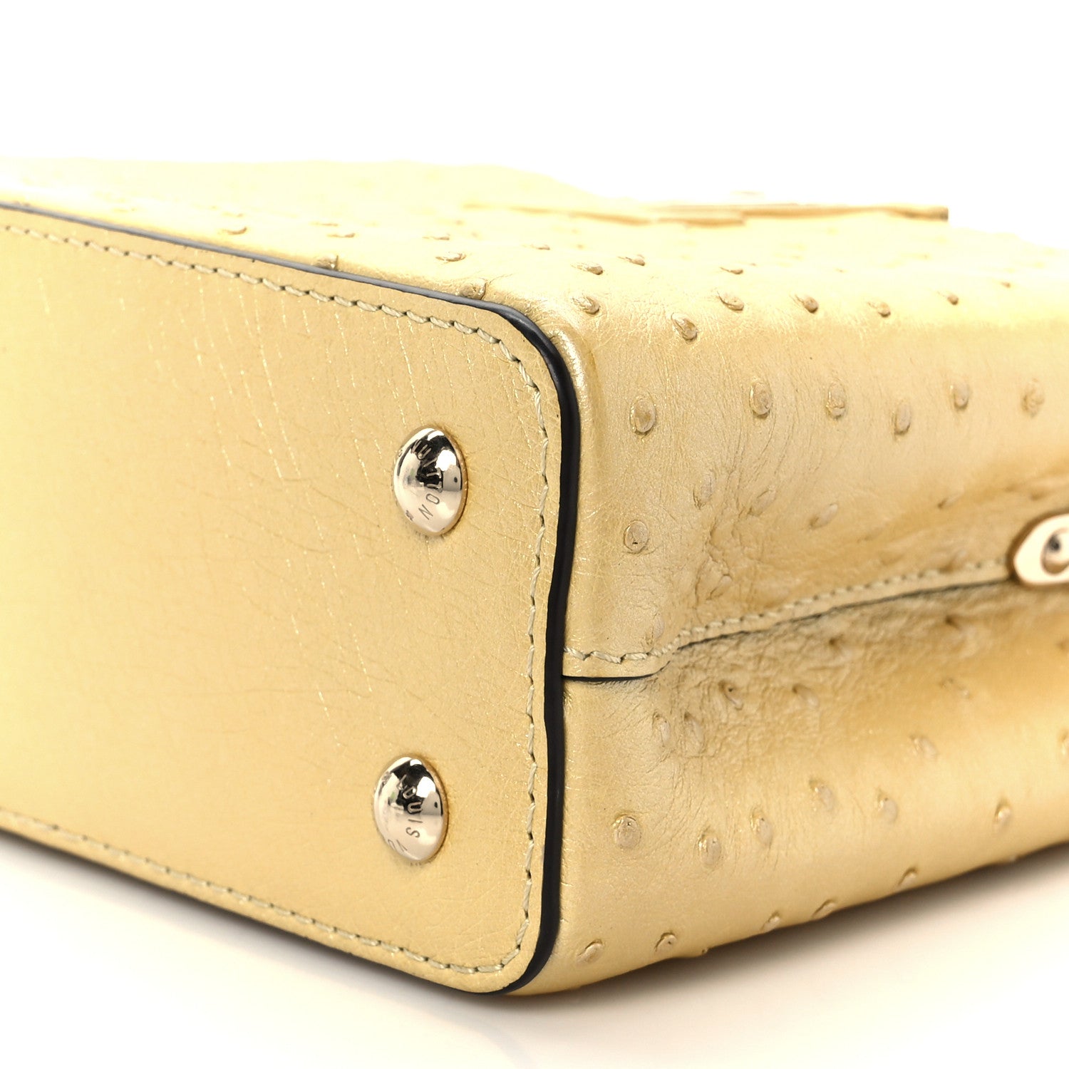 Louis Vuitton Iridescent Ostrich Capucines Mini Yellow 9 of 10