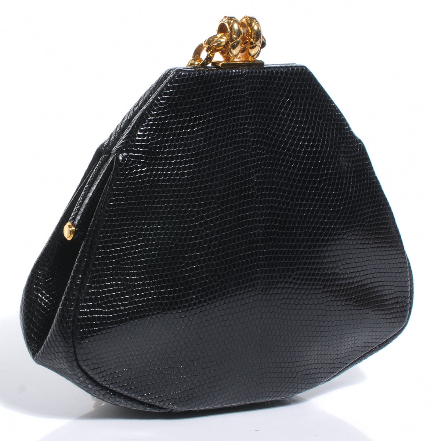 Lizard Tear Drop Evening Bag Black