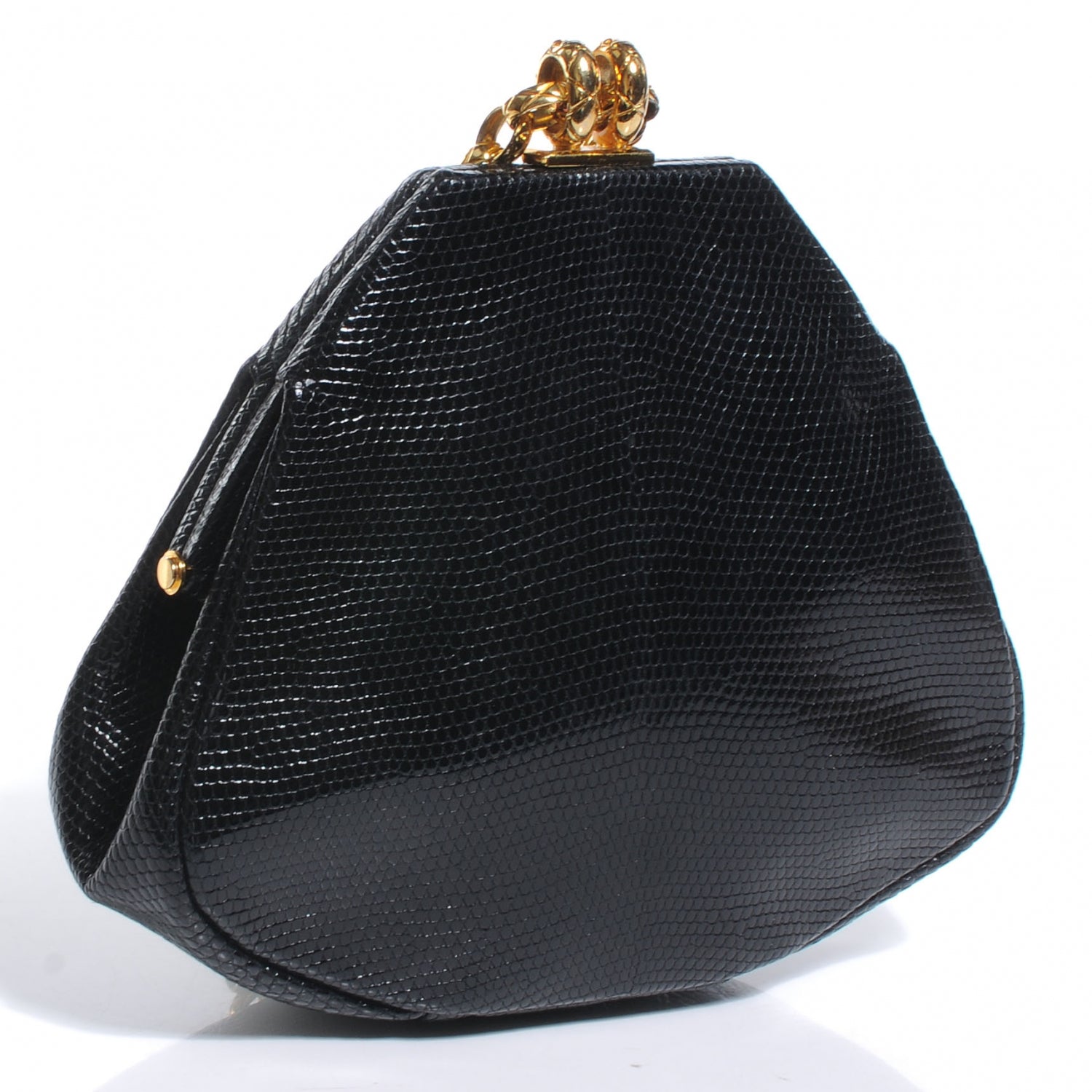Chanel Lizard Tear Drop Evening Bag Black 3 of 8