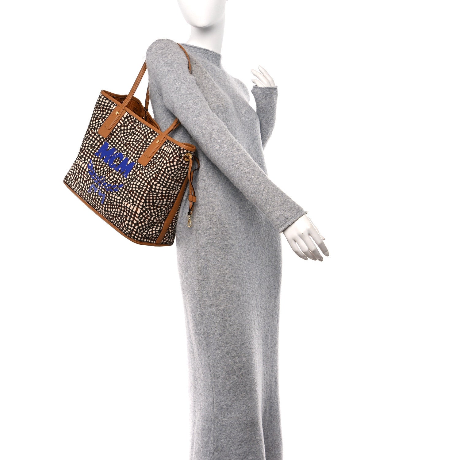 MCM Visetos Medium Liz Reversible Shopper Tote Cognac 2 of 14