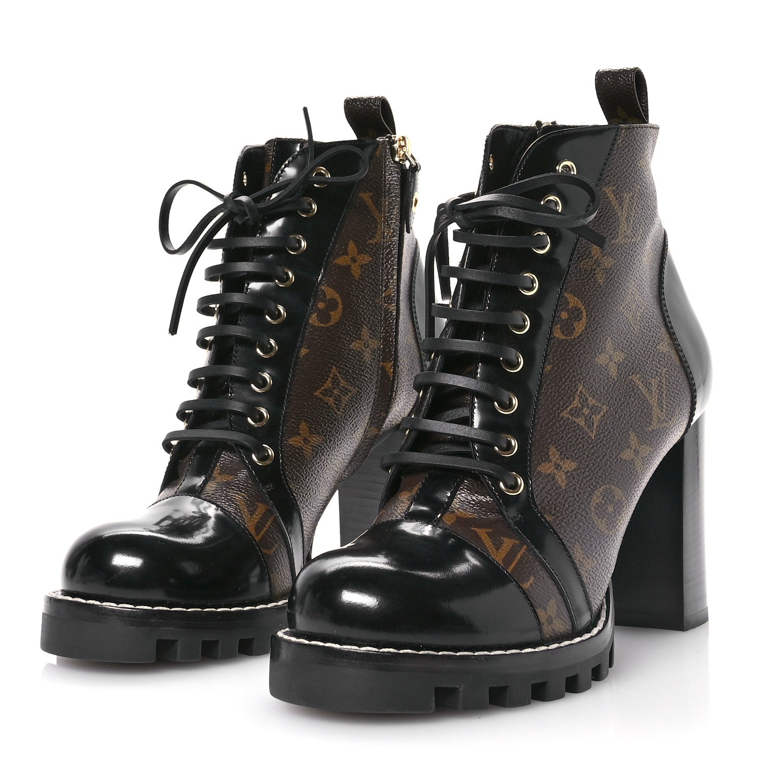 Louis Vuitton Patent Calfskin Monogram Star Trail Ankle Boots 41 Black 3 of 7